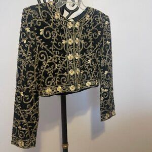 Laurence Kazar Black, silver, gold bolero jacket
